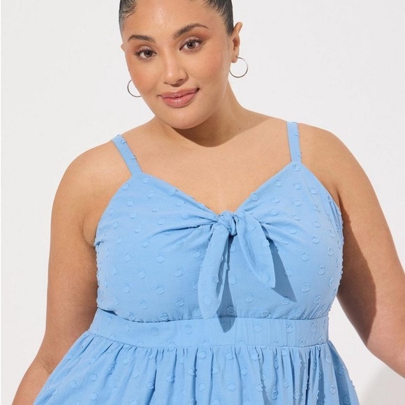 TORRID Mini Embroidered Challis Tie Front Skater Dress - Picture 3 of 5